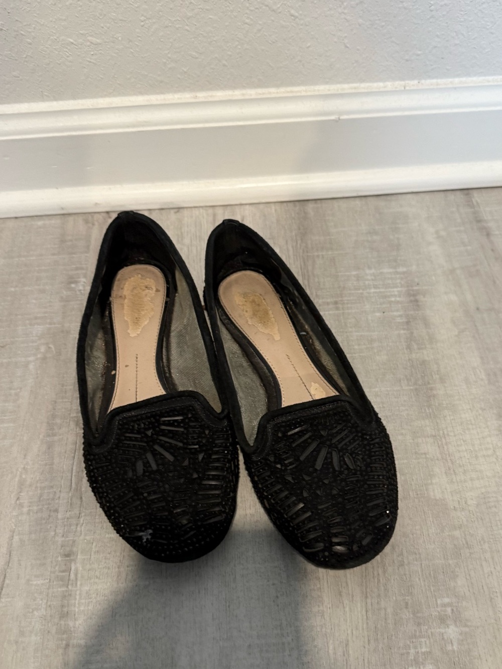 Women’s Black Beaded Slip-On Flats